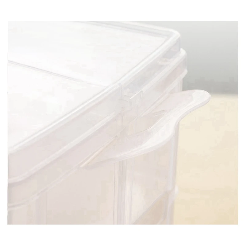 Stackable 3-Tier Clear Plastic Organizer Multi Layer Storage Box With 30 Adjustable Compartments