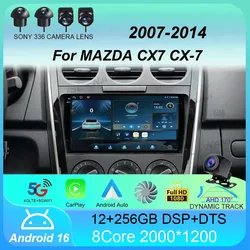 Car Radio Android 16 Carplay For MAZDA 2007 2008 2009 2010 - 2014 CX-7 CX7 CX 7 Navigation GPS Multimedia Player stereo wifi BT