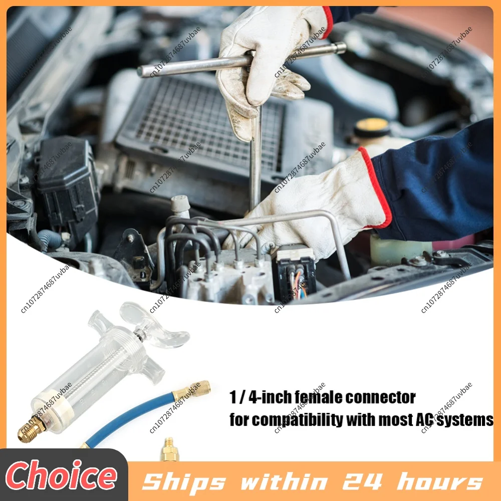 Car A/C Oil Dye Injector with Low Side Quick Coupler Adapter 30ml Coolant Filling Tube Injection Tool 1Oz AC System Accessories