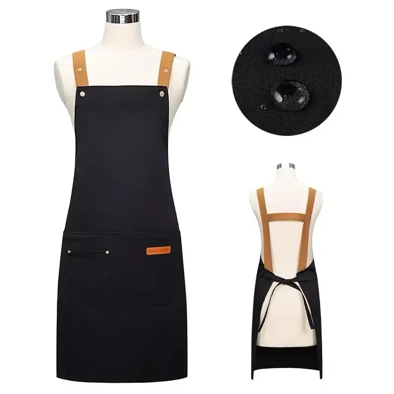 

Chef Aprons with Large Pockets Water resistant Outdoor pinafore Picnic BBQ Camping Kitchen Family Cleaning Cook Adjustable Apron