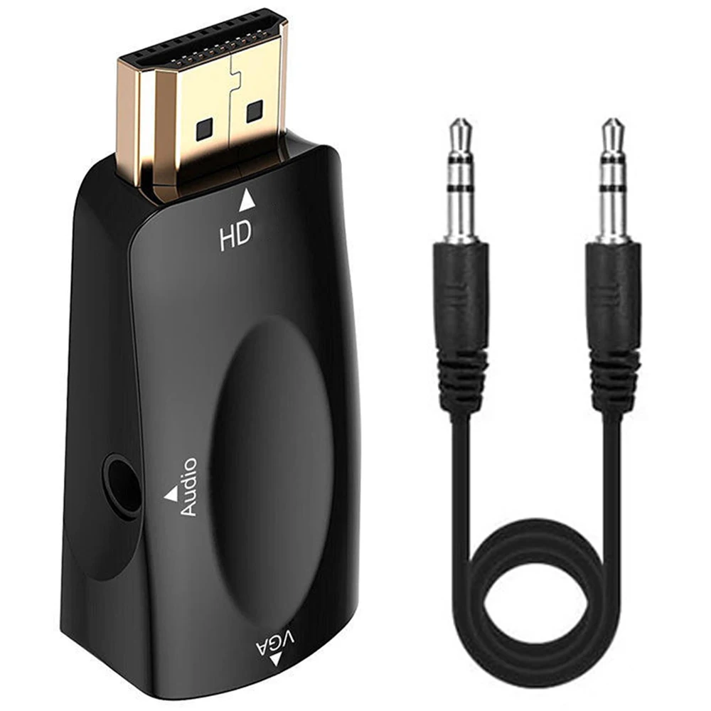 HDMI-kompatybilny z kabel Adapter do VGA konwerterem męskim na Famale 3.5mm Jack Audio wideo 1080P dla komputera PC Laptop do projektora Displayer