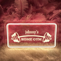 1PC Square Shape Dumbbell Fitness Area Personalized Name USB Power Neon Night Light Acrylic Light for Barber Shop Decor Gift for