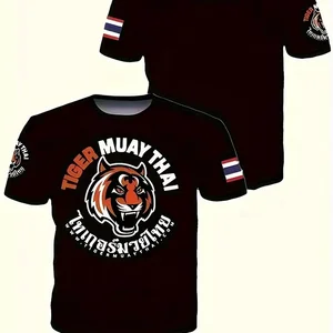 T-shirt, Kaplan MuayThai gym fitness erkek t-shirt rahat kısa kollu üstleri, geniş güreş t-shirt eğitim, karışık dövüş sanatları, son zamanlarda yaz aylarında gelen 12 en çok satan kaplan gömleği - №5