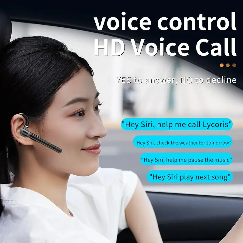Ear-hook Headphones Bluetooth 5.3 Earphone Business Wireless Headset LED Display HIFI Stereo Noise Reduction Earbud for Phone