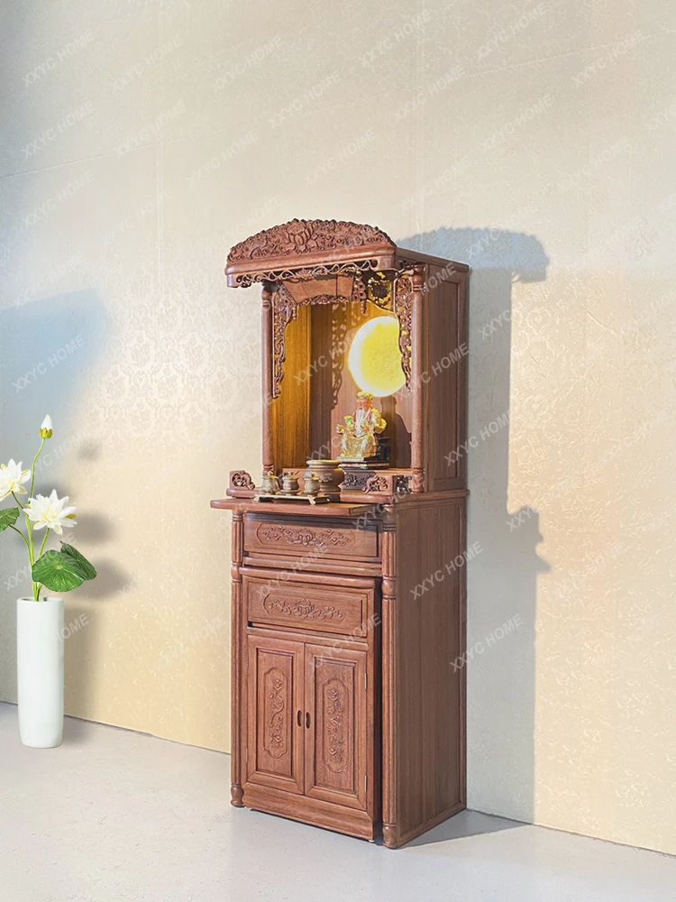 Buddha Niche Clothes Closet Solid Wood Guanyin Sitting Table for God Cabinet Modern Style Floor Buddha Shrine