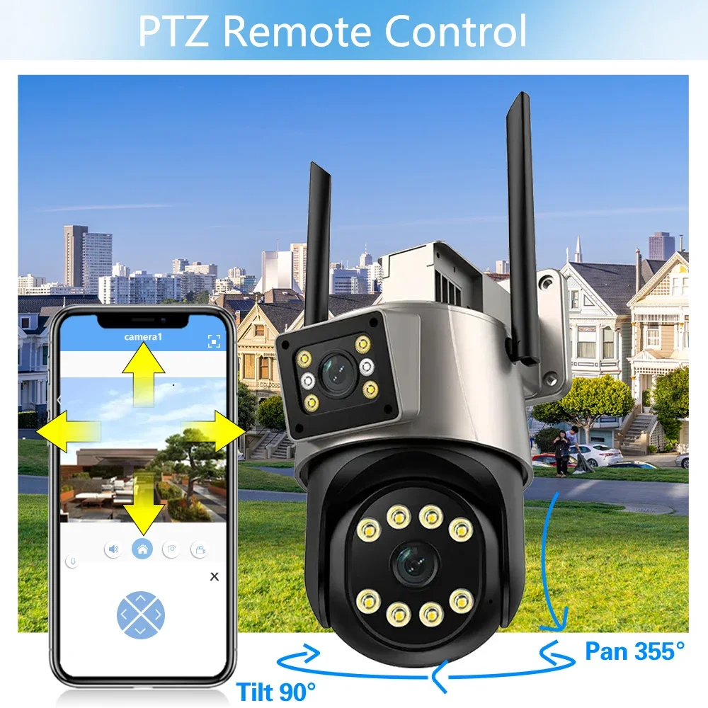 Wifi PTZ Camera Outdoor PTZ Dual Screen Human Detect CCTV Surveillance 6MP Security IP Camera iCSee APP 10CH 8MP 4K NVR System