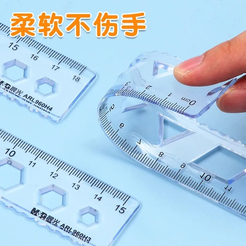 M&G 15CM Soft Straightedge Isosceles Triangle Ruler Hand-Drawn Trigonometer Protractor Educational Stationery Drawing Design