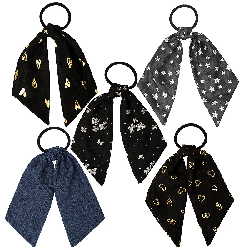 Geebro 2 sztuk kobiety moda Multicolor Streamer zespół dziewczyny Bowknot Scrunchies pałąk gumki do włosów kucyk Holder akcesoria do włosów