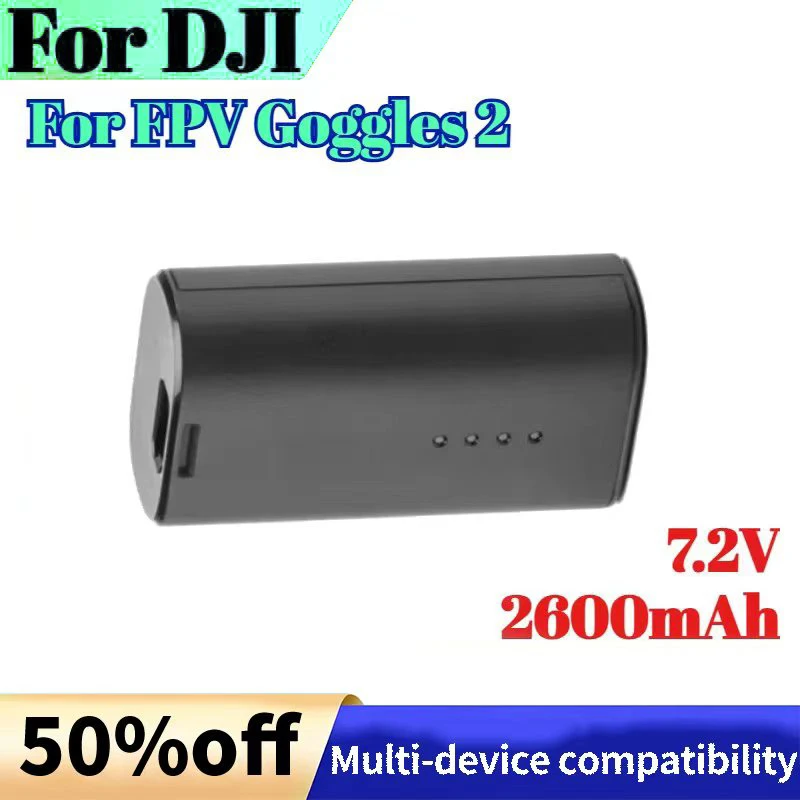

Аккумулятор 7.2V 2600mAh для DJI FPV Goggles 2, высококачественный, перезаряжаемый, до 2 часов работы, литий-ионный, аксессуар для дрона.