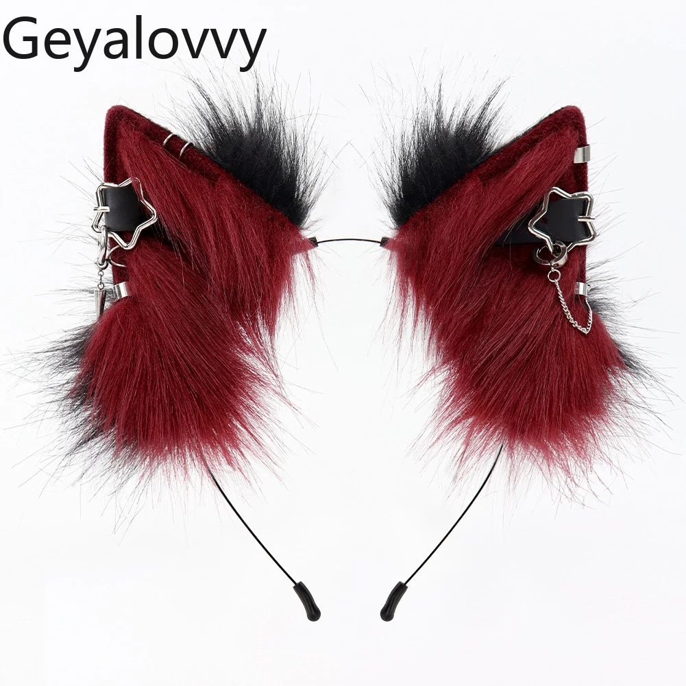 

Реалистичная повязка на голову ручной работы в японском стиле с кошачьими ушками, плюшевая металлическая повязка на голову в стиле панк, косплей, комиксы, выставочный реквизит, аксессуары для волос для милых девочек
