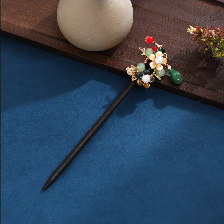 Wood Tassel Step Shaking Hair Stick For Women Ancient Hairpin Flower Chopstick For Bun Updo Fashion Hair Accessories Gifts view 4