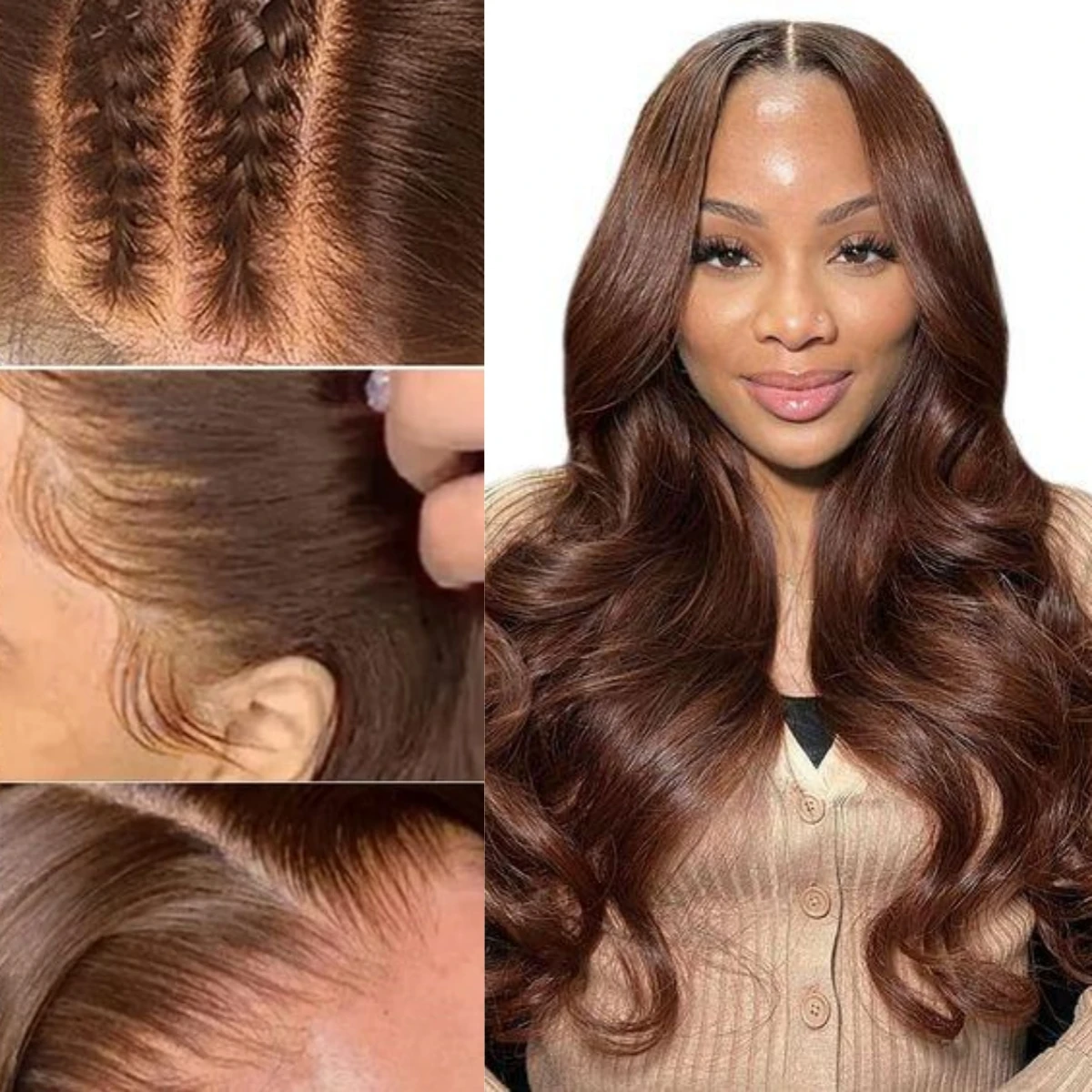

13x4 Body Wave Chocolate Brown 4x4 Lace Front Wig Curly Wigs Brazilian Hair HD Lace Wig 13x6 Lace Front Human Hair Wig For Women