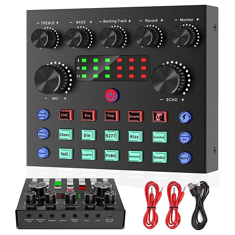 V8S Live External Sound Card Voice Changer Sound Card With Multiple Sound Effects For Live Recording Home KTV Voice Chat