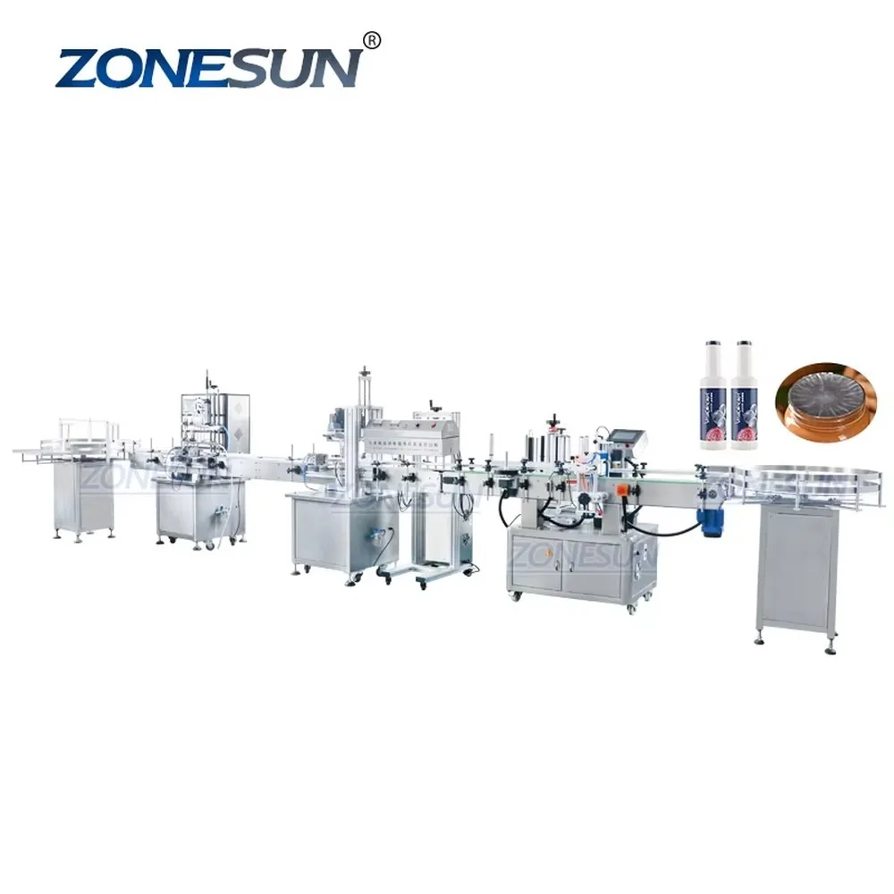 Automatic Cosmetic Oil Liquid Bottle Filling Capping Labeling Machine Line with Induction Sealing for Small Business
