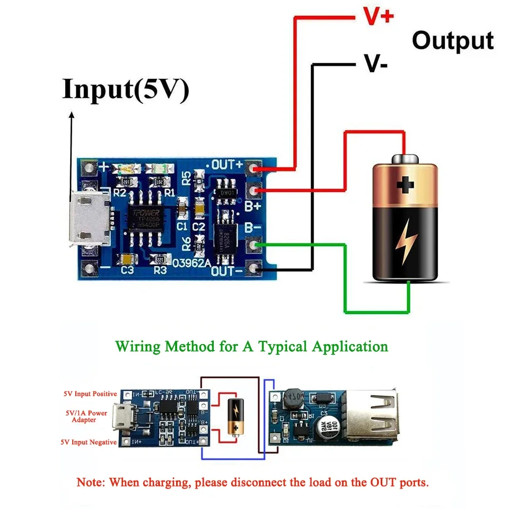 5PCS 18650 TP4056 5V 1A Micro/Type-c/Mini USB Lithium Battery Charger Module Charging Board With Protection Dual Function Li-ion