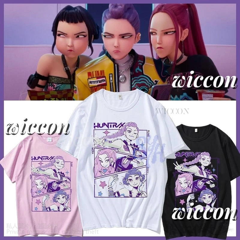 

Аниме Kpop Demon Косплей Huntrix Rumi Mira Zoey Girls Power Korea Groups Kawaii Cute Cartoon Comfort Colors Tshirt Halloween Cos
