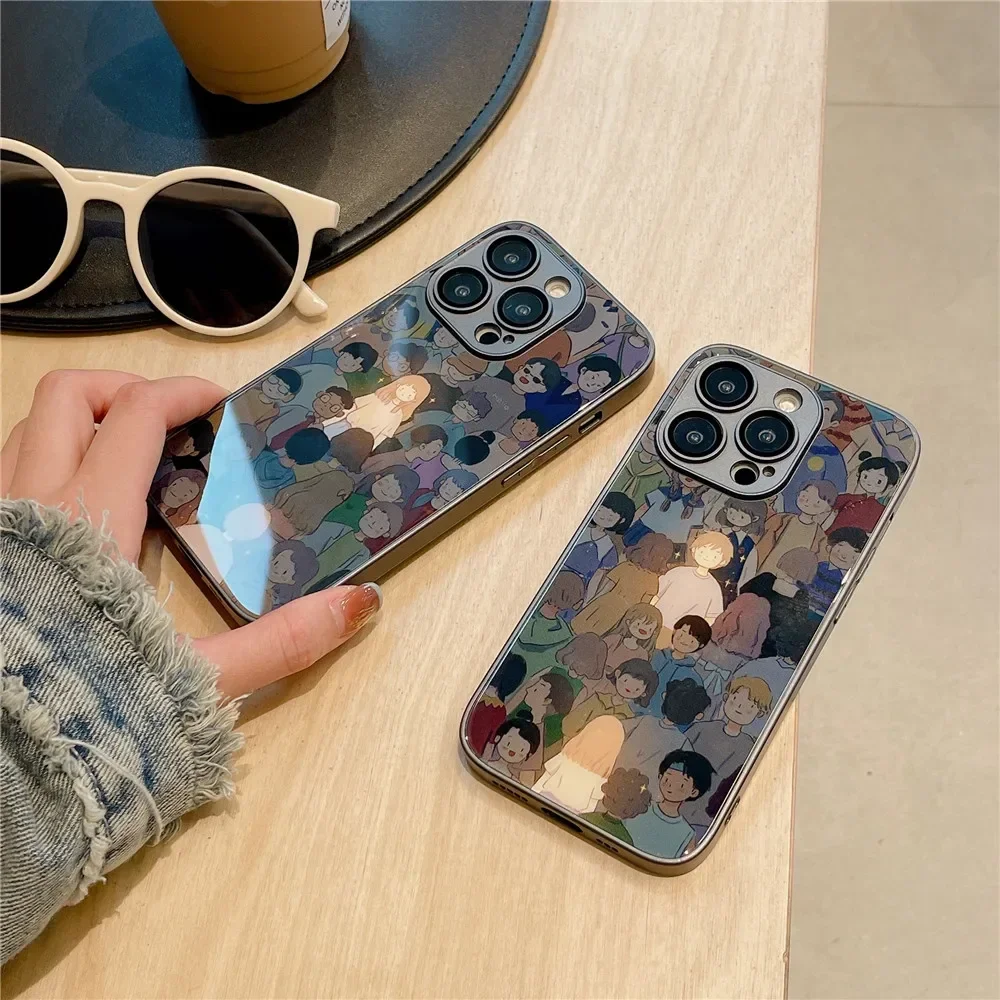 Couples Acrylic Phone Cases for Iphone 15 14 Pro Max Cover Protective Cute Coque for Iphone 13 11 12 Pro Max Xs Max Xr X Case