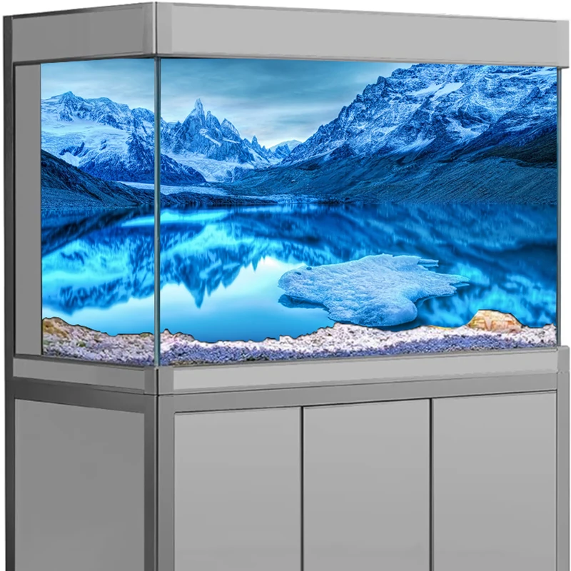 Fish Tank Decor Aquarium Background Sticker, Blue Flower Poster Fish Tank Backdrop Decorations PVC  aquarium accesories