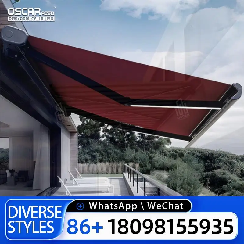 

Retractable Automatic & Manual Folding Outdoor Sunshade Awning for Patio Garden Balcony Retractable Awning
