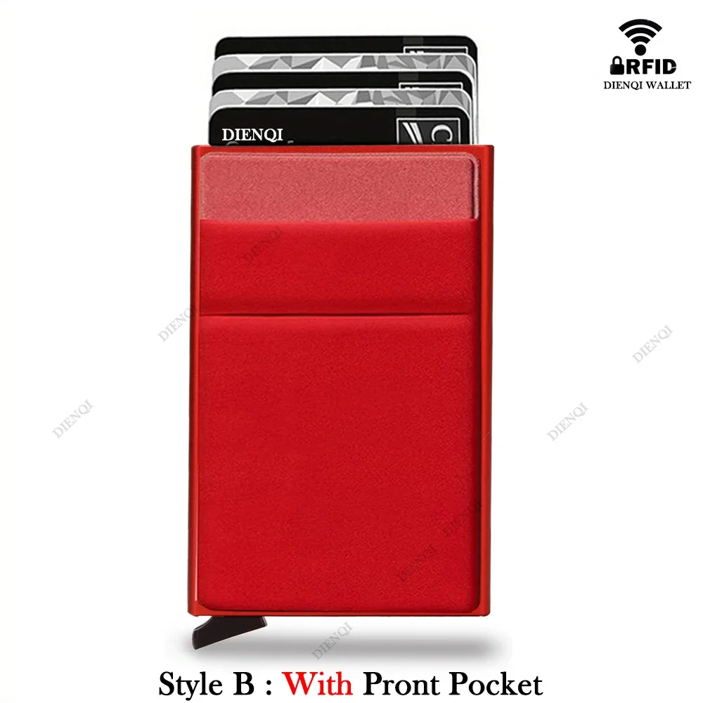 Rfid Smart Wallet Kartenhalter Metall Dünn Schlank Männer Frauen Geldbörsen Pop Up Minimalistische Geldbörse Kleine Schwarze Geldbörse Vallet Walets für Männer – Detail 10