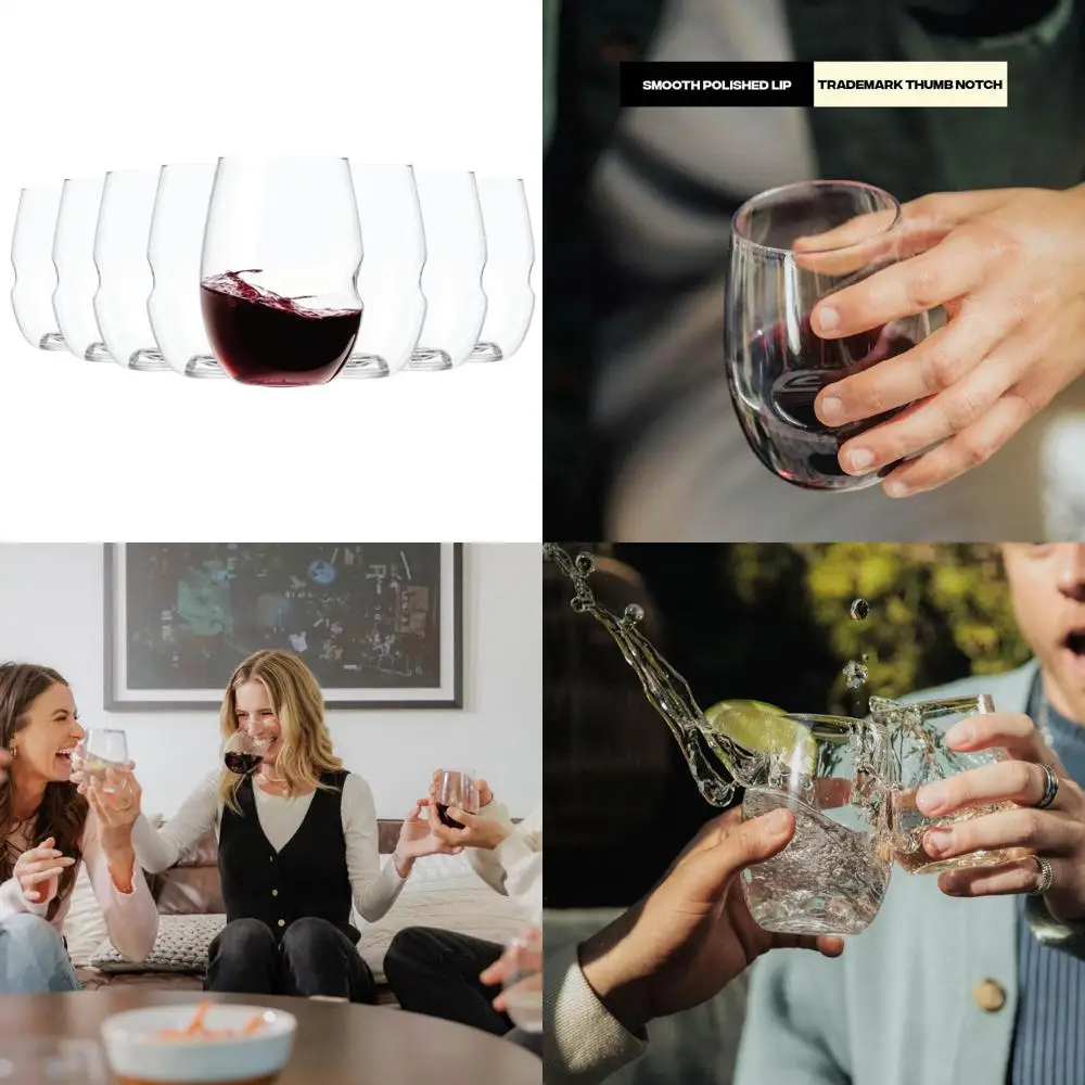 

Набор из 8 небьющихся бокалов для вина без ножек на 16 унций, можно мыть в посудомоечной машине, тритан без BPA, прозрачный для красного вина