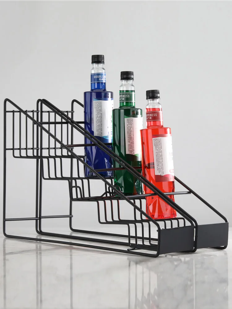 

Cafe storage and organization sugar bottle rack, commercial fruit dew rack, milk tea shop syrup fruit candy sauce display rack