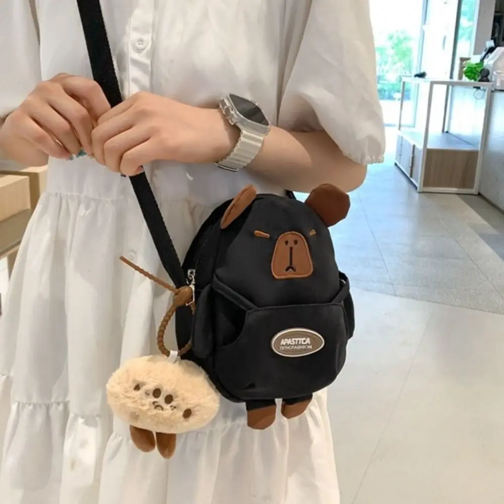 Oxford Capybara Crossbody Bag Large Capacity Korean Style Kapibara Shoulder Bag with Pendant Animal