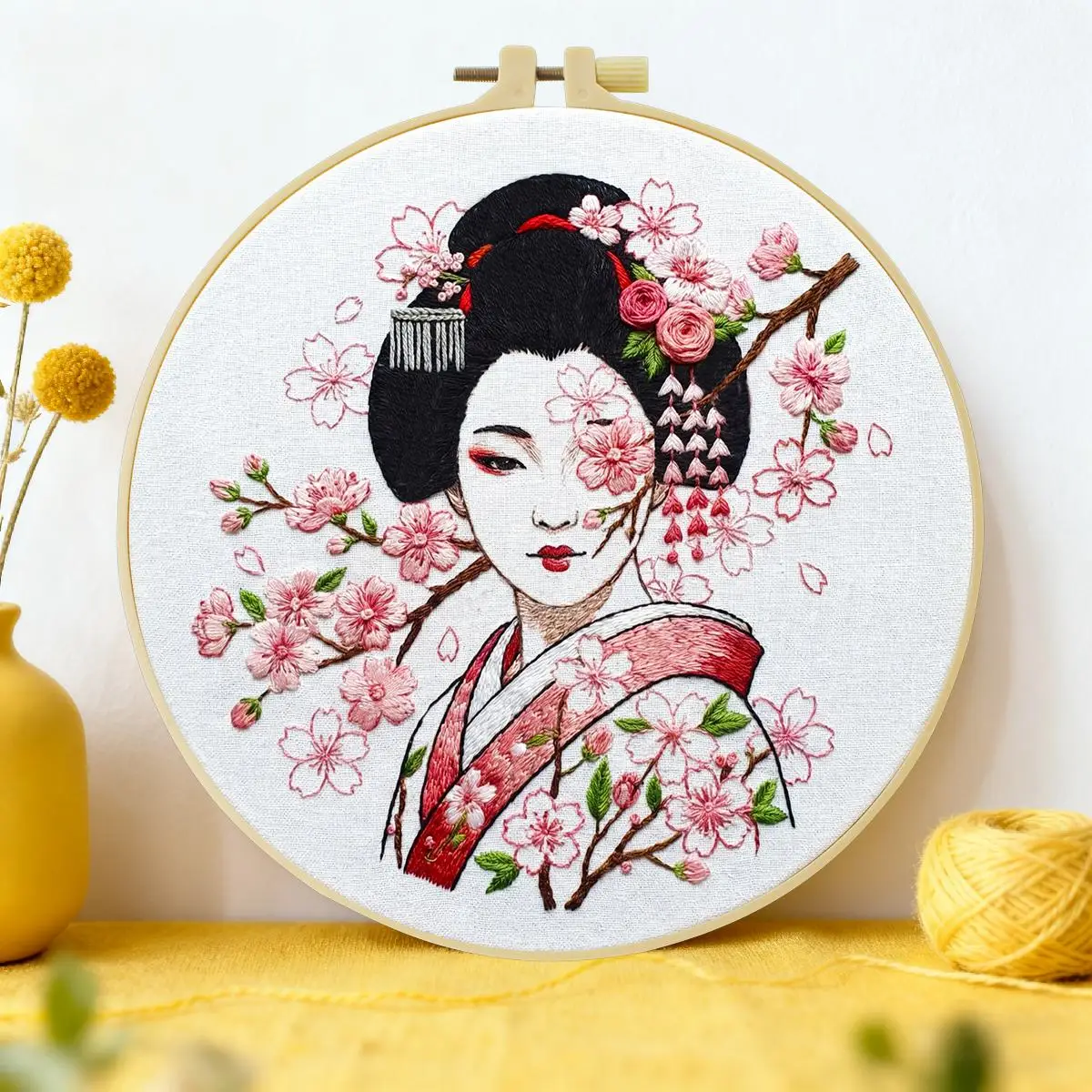 1 Stück 20X20CM/15X15CM 7,87/6,3 Zoll Schönes Frauen-Stickerei-Starter-Kit DIY-Kit DIY-Stickerei-Set für Anfänger – Detail 2