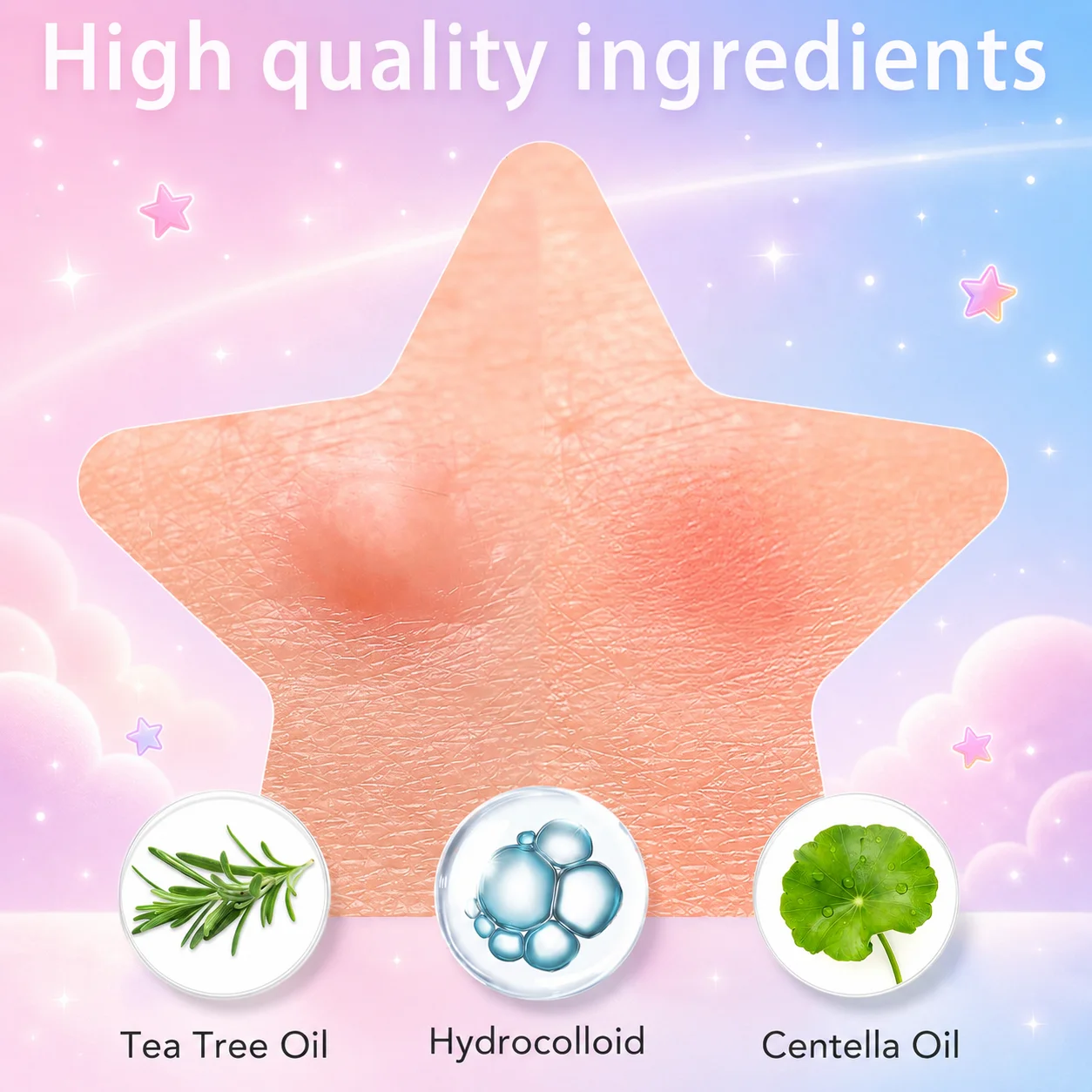 Colorful star acne patches, non irritating acne stickers, high-quality salicylic acid and tea tree oil acne patches, gifts