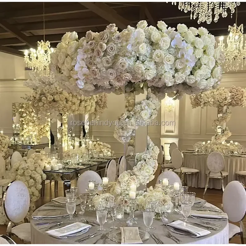 Wedding table decoration Shiny silver gold flower stand Wedding metal table ornament bracket for wedding table decoration