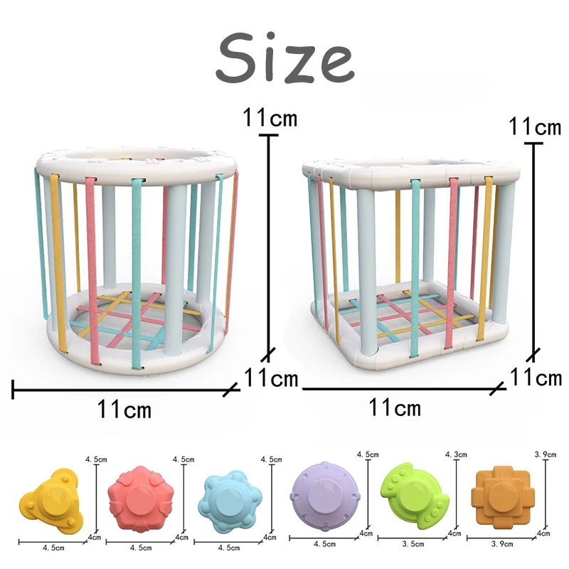 Montessori Rainbow Shape Sorter Cube Toy 6