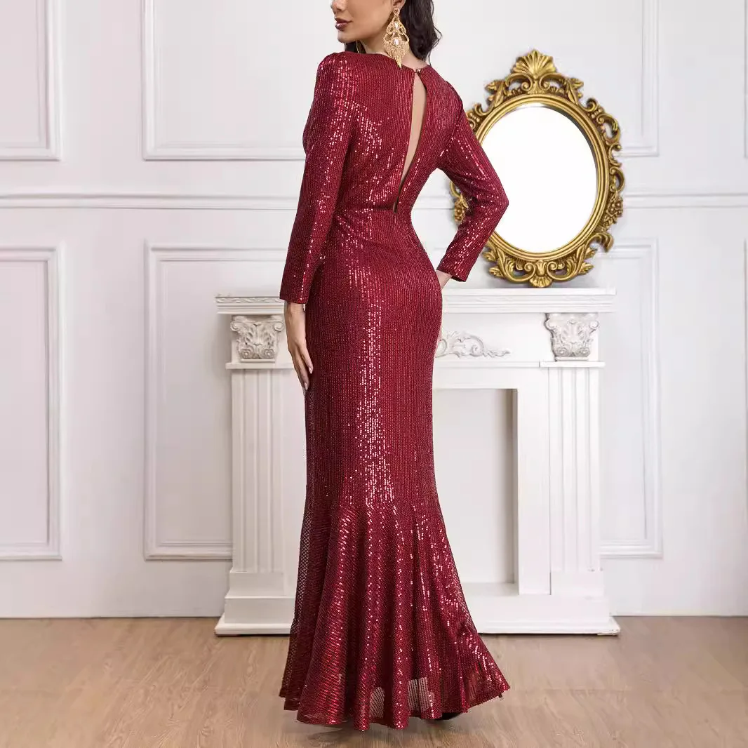 Sequined Evening Dress High-End Affordable Luxury Niche Temperament Adult Ceremony Banquet Annual Meeting Host High Sense Women