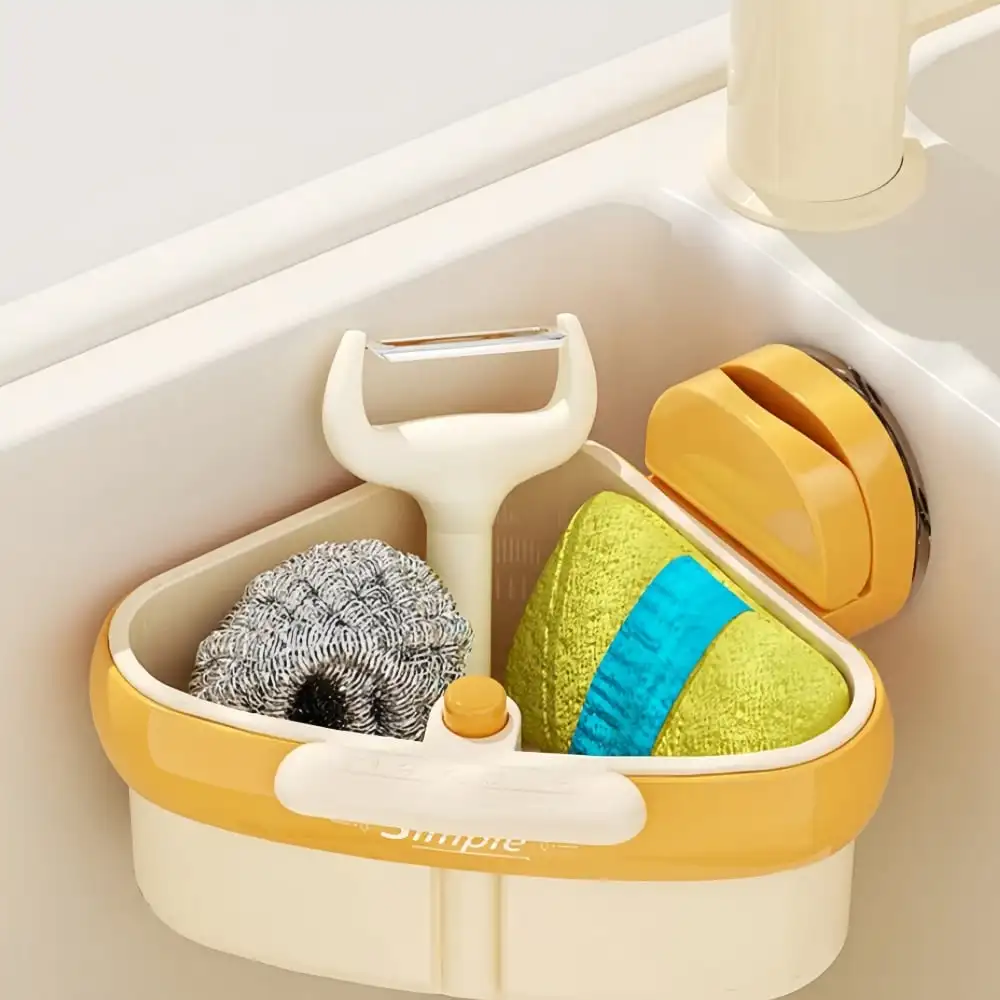 

Suction Cup Sink Corner Rack Drain Basket Household Fruit Washing Filter Basket Kitchen Triangular Sink Strainer for Food Waste