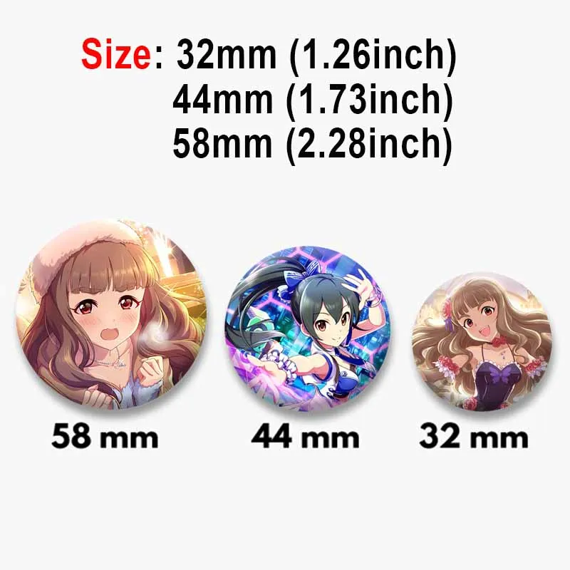 The Idolmaster Cinderella Girls Game Enamel Pins Cute Cartoon Girls Brooch Otaku Culture Round Badge Bag Collar Jewelry Ornament