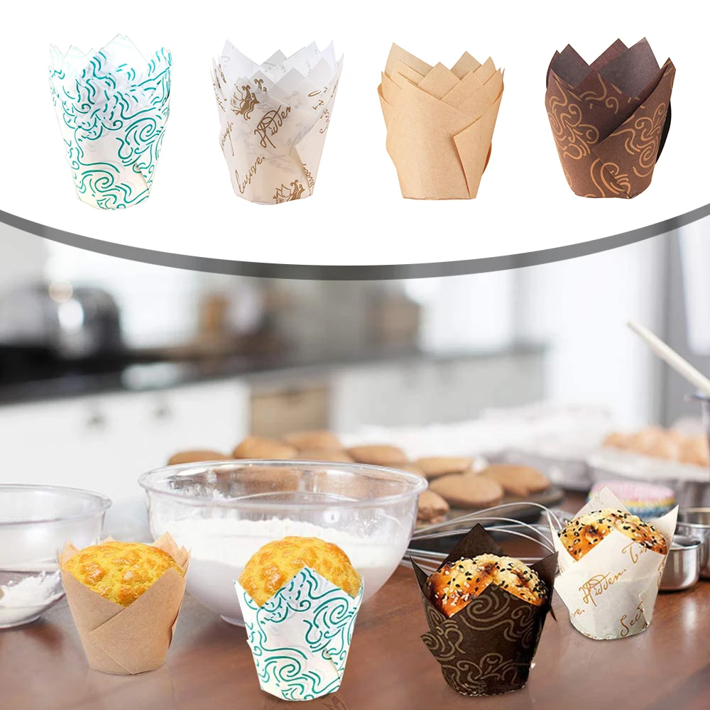 50PCS Cupcake Paper Cups Cupcake Liner Baking Oil Proof Cup Wedding Birthday Party Cake Wrapper Decoration Tool