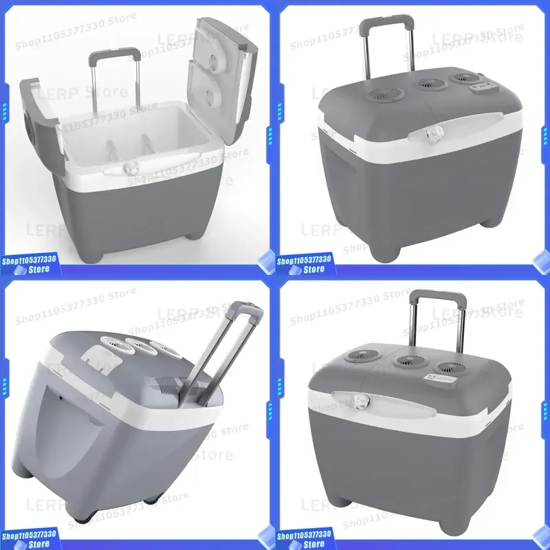 China Factory 50L Big Capacity Mini Car Fridges Electric Cooler and Warmer Box 12VDC 220V AC Home Wheels Handle Camping