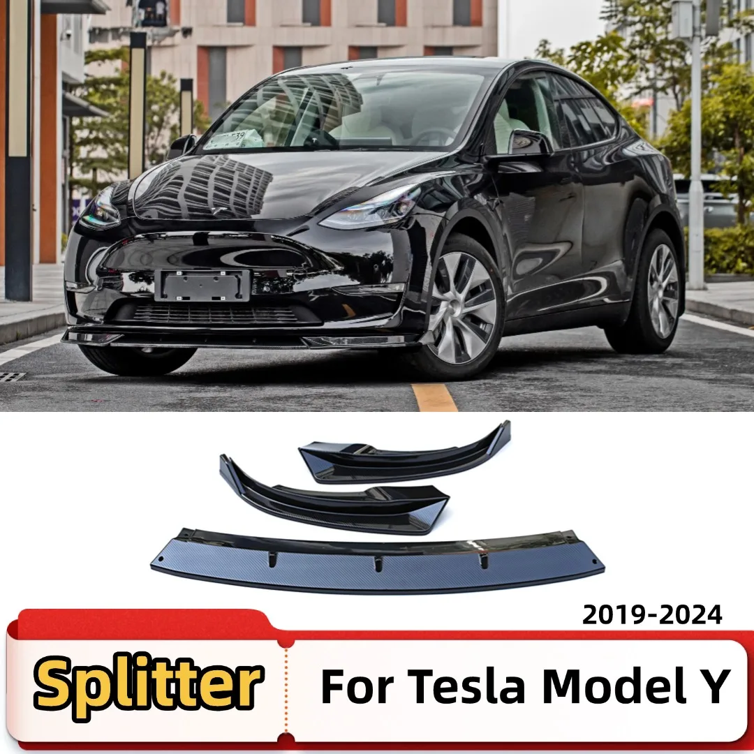 

Splitter Deflector Front Bumper Lip Spoiler Chin Body Kit Diffuser Facelift Trim Tuning Accessories For Tesla Model Y 2019-2024