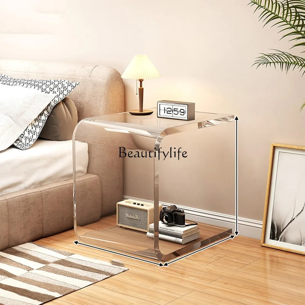 

Simple and Light Luxury Nightstand 8×9×13inch, Acrylic Modern Minimalist Bedside Table, Creative and Transparent