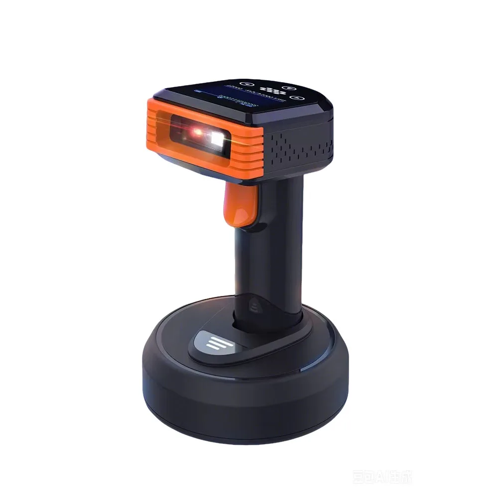 2D Wireless Barcode Scanner with LCD Display USB QR Reader Portable Inventory Scanning Device