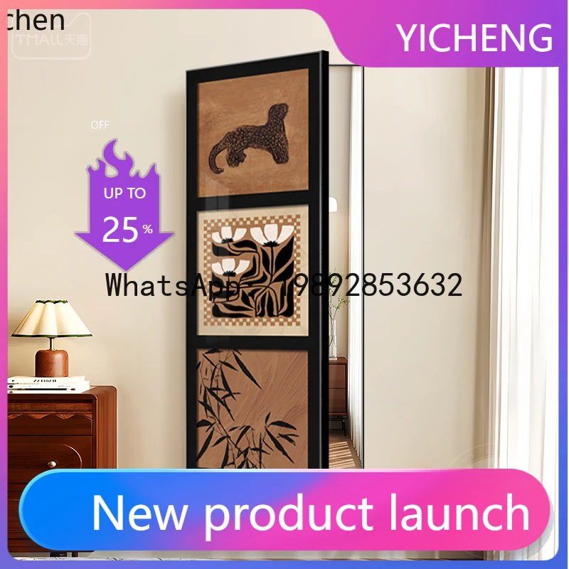 A2-25  Entrance Hidden Full-Length Mirror Decorative Painting with Adjustable Sliding Dressing Mirror