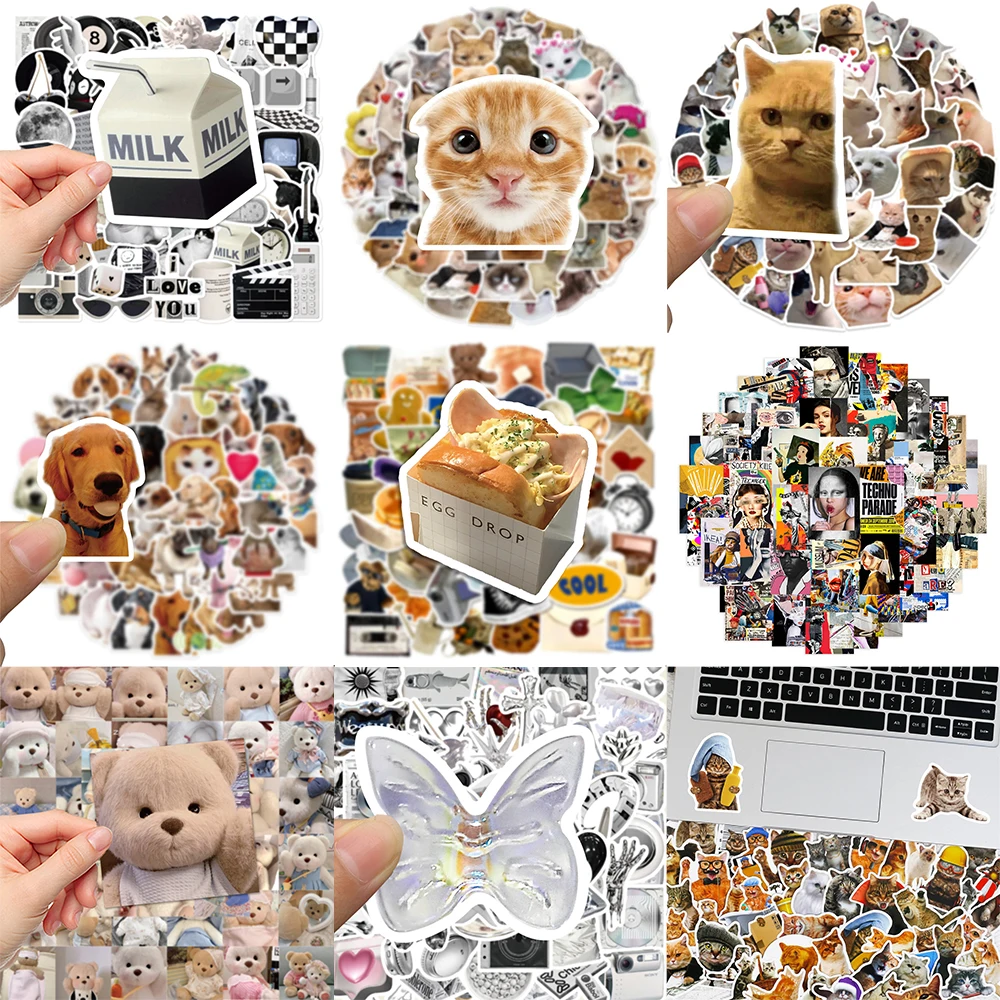 10/30/50PCS Creative Realistic Style Stickers Black White Minimalist Graffiti Laptop iPad Skateboard Helmet Decoration Wholesale