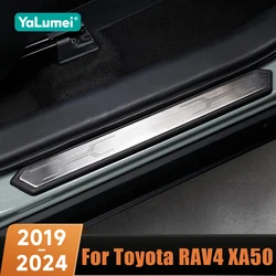 Car Door Sill Scuff Plate Covers For Toyota RAV4 2019 2020 2021 2022 2023 2024 RAV 4 XA50 Hybrid Welcome Pedal Trim Accessories