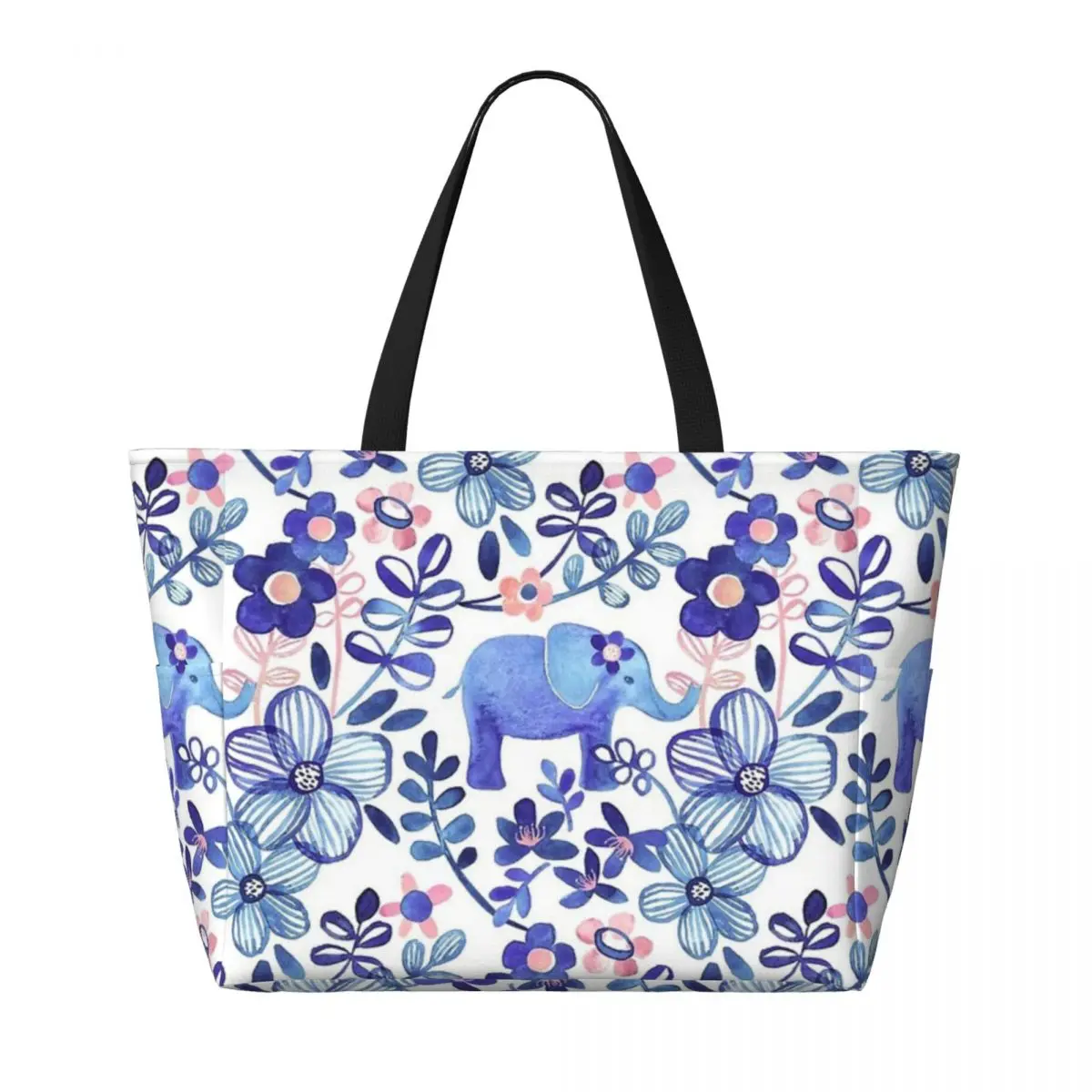 Saco de viagem de praia tipo elefante, cor branca e roxa, tote elegante e prático, presente de aniversário para diário