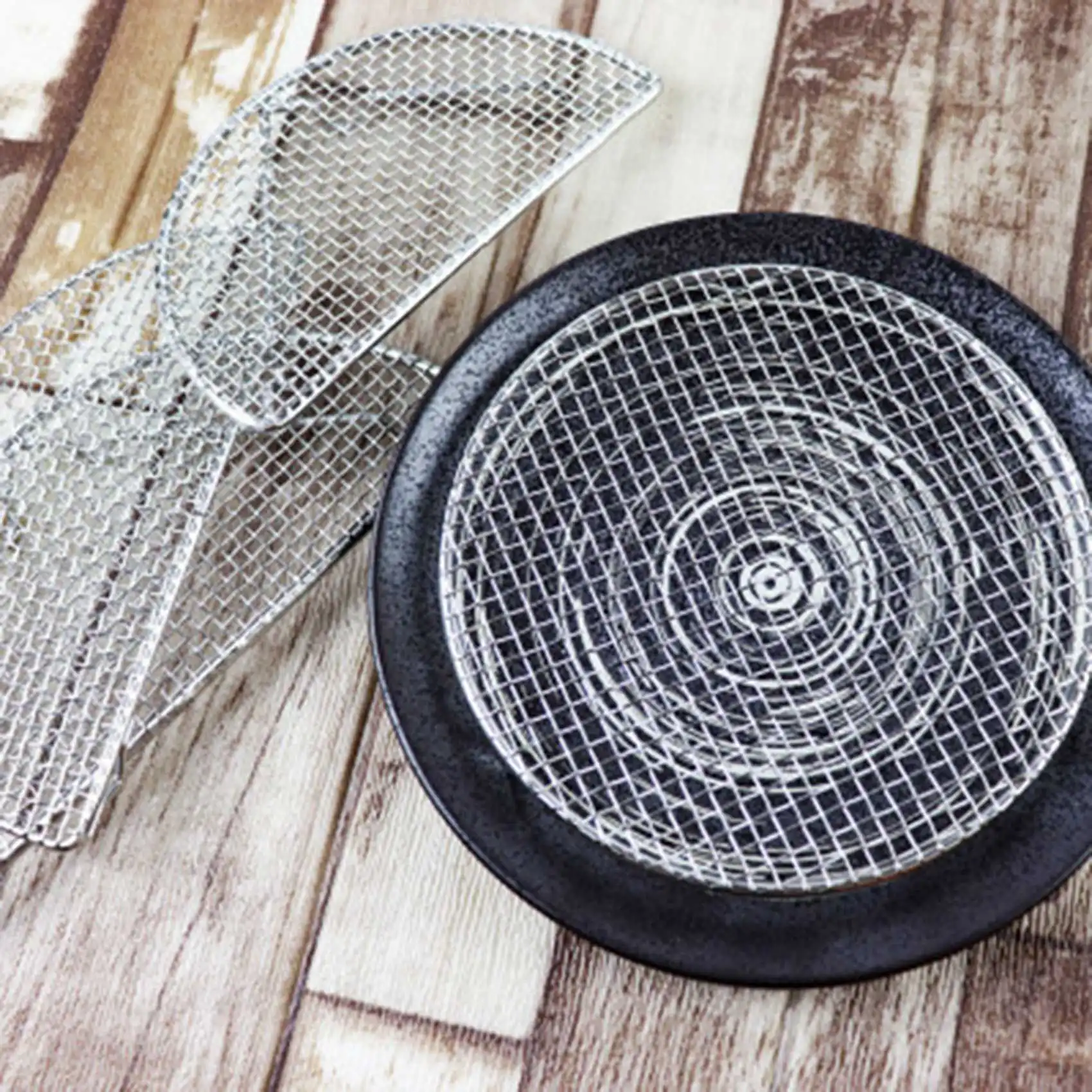 PZHI-3X Fried Tempura Net Stainless Steel Grill Hamburger Fried Chicken Grease Net Japanese Cuisine Slate Pork Rack Home A