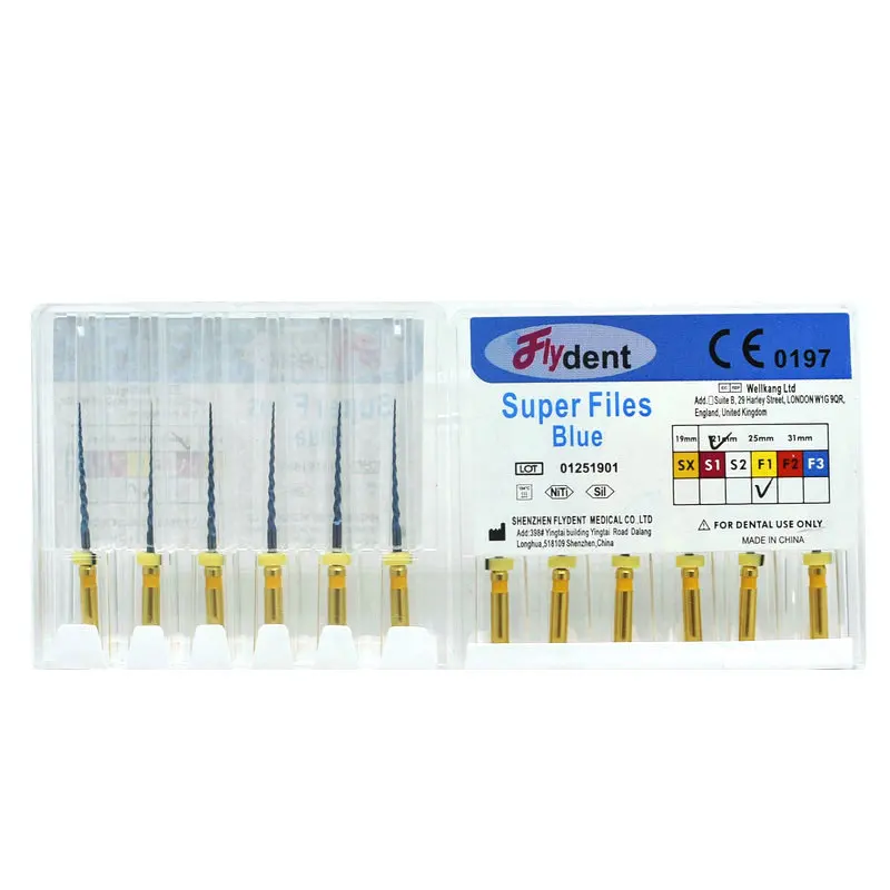 Dental Rotary Super Files Blaue Feilen Rotationsfeilen Niti Wärmeaktivierung Endodontische Feilen Verwendung für den Wurzelkanal