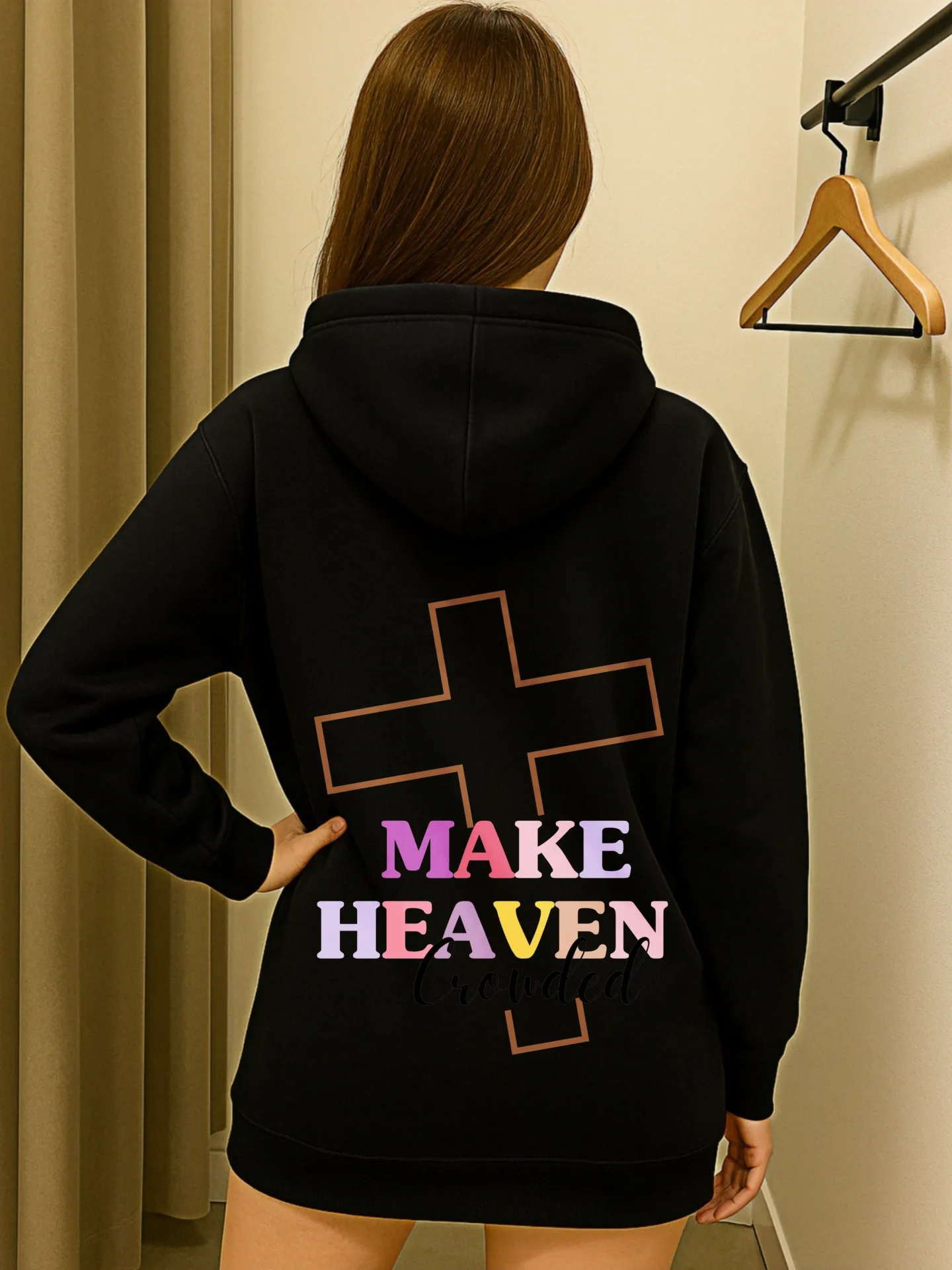 هوديي نسائي برسومات جرافيك، طباعة حروف شجاعة، هوديي كاجوال بنمط عتيق، قماش ناعم، ملابس يومية كاجوال للنساء