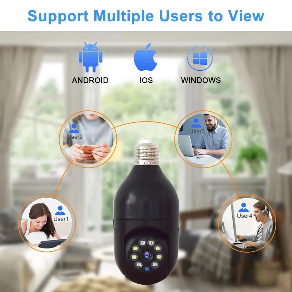 Tuya IP Camera E27 Bulb 1080P Wireleess Full Color Night Vision Auto Human Tracking Video Security Surveillance PTZ Cameras