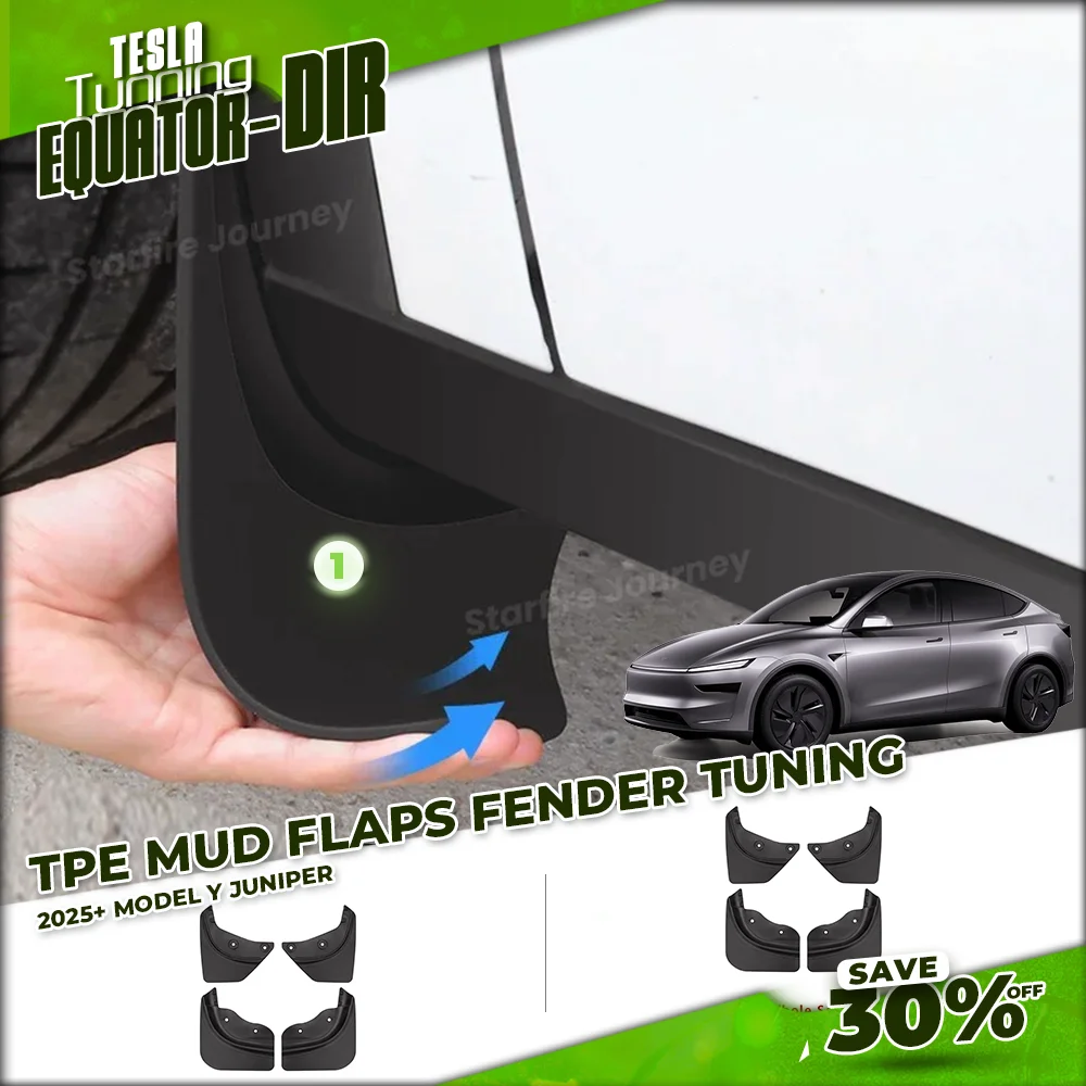 

For Tesla Model Y juniper 2025+ TPE Mud Fender Flaps Anti-Snow Anti-Sand Splash Mudguards Front Rear Fender Guard Auto Tuning