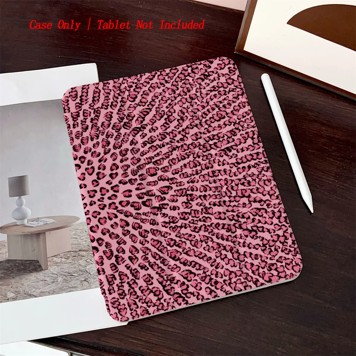 

Kawaii Fuchsia Bow&Dark Red All-Over Small Hearts iPad Case For Apple iPad Pro 12.9 Air 5 Mini 6 9th Gen Slim Anti-Scratch Cover