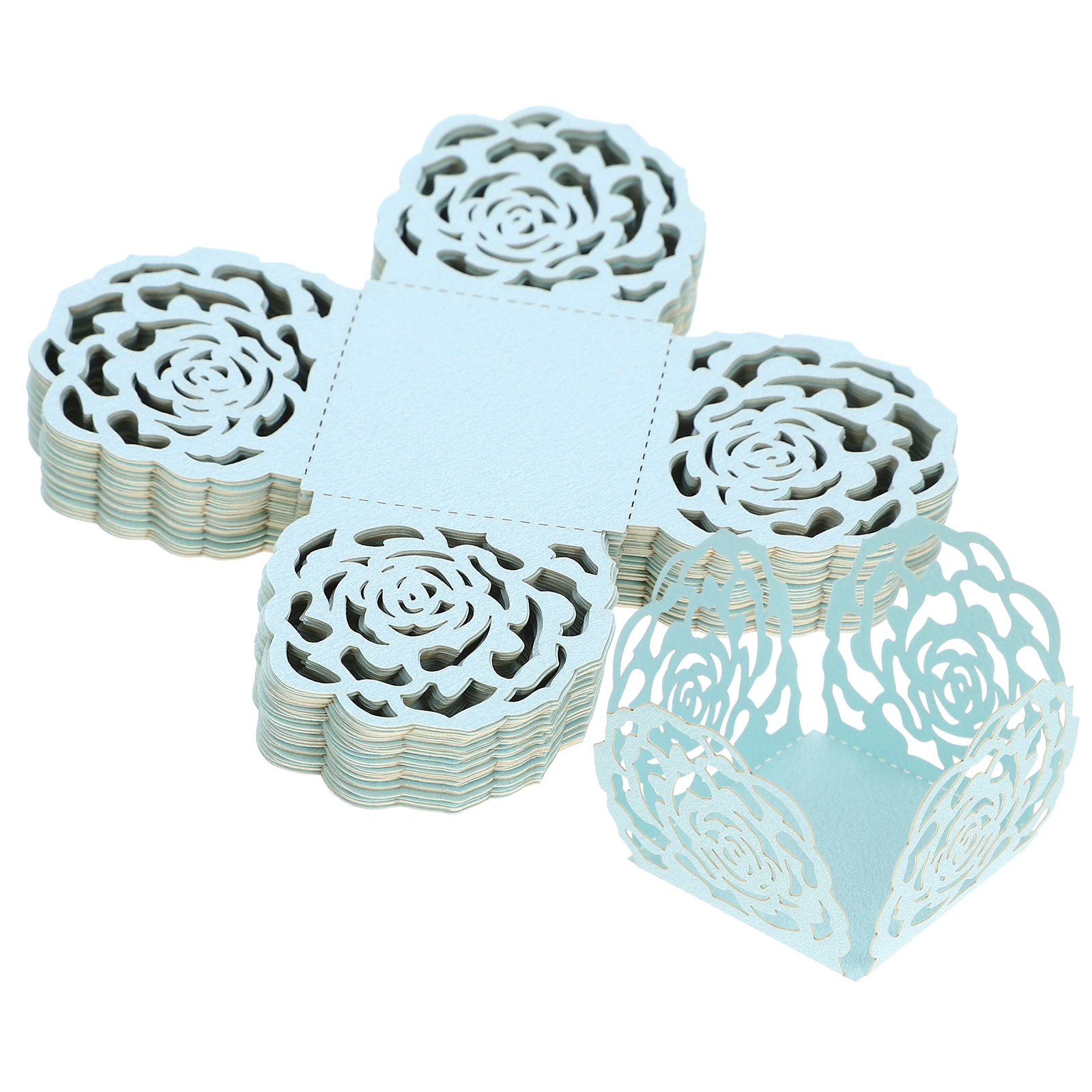 

50pcs Chocolate Trays Hollow Flower Design Candy Packing Cups Wedding Party Dessert Decor Paper Liners Ivory Color